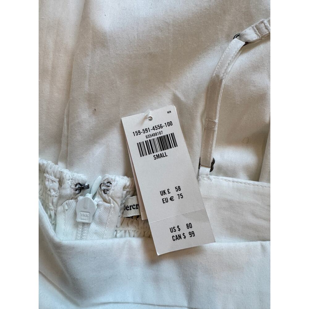 Abercrombie Fitch Emerson Poplin Mini Dress White S Bridal Shower Coquette NWT - Picture 5 of 16